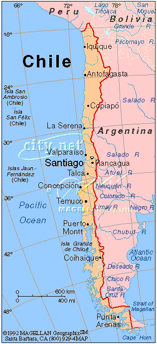 Color map of Chile