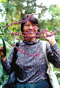 Alina Freire Fierro with Monnina in Mindo region, Ecuador