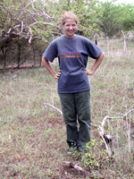 My friend Anna with a jocote seedling