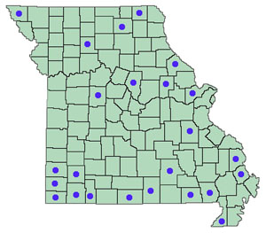 Dot map of Lespedeza cuneata-1963