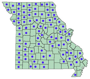 Dot map of Melilotus officinalis