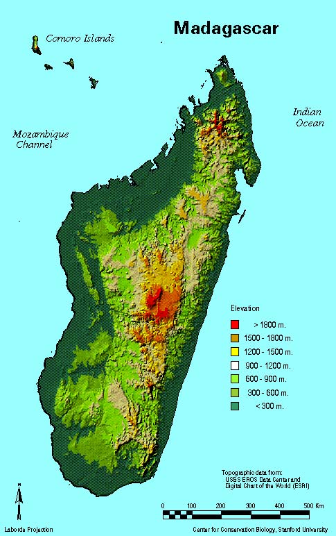 Madagascar topography map